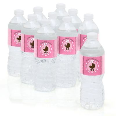 Girl Baby Carriage - Personalized Baby Shower Water Bottle Label Favors