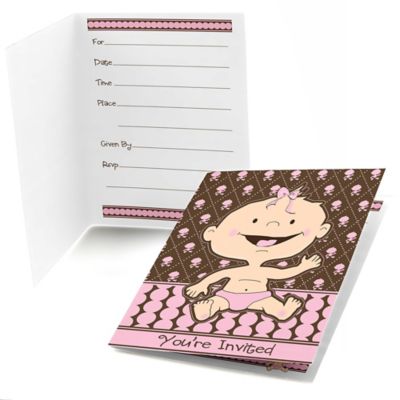 Modern Baby Girl Caucasian - Baby Shower Fill In Invitations - 8 ct