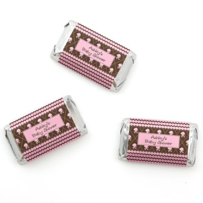 Modern Baby Girl - Personalized Baby Shower Mini Candy Bar Wrapper Favors - 20 ct