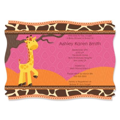 Giraffe Girl - Personalized Baby Shower Invitations