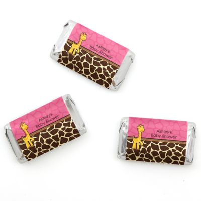 Giraffe Girl - Personalized Baby Shower Mini Candy Bar Wrapper Favors - 20 ct
