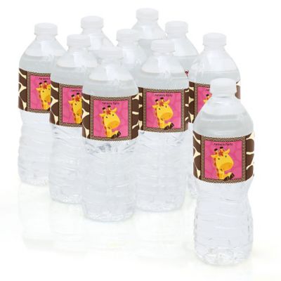 Giraffe Girl - Personalized Baby Shower Water Bottle Label Favors