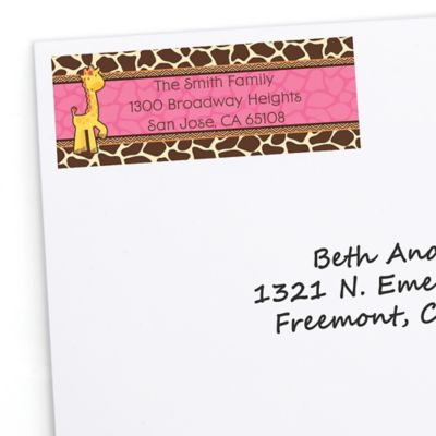 Giraffe Girl - Personalized Birthday Party Return Address Labels - 30 ct