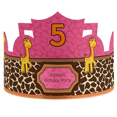 Giraffe Girl - Personalized Birthday Party Hats