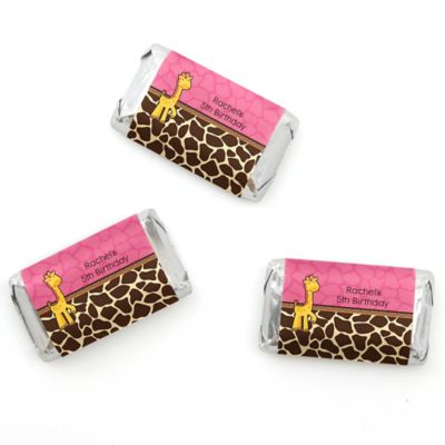 Giraffe Girl - Personalized Birthday Party Mini Candy Bar Wrapper Favors - 20 ct