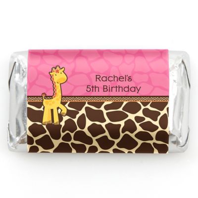 Giraffe Girl - Personalized Birthday Party Mini Candy Bar Wrapper Favors - 20 ct