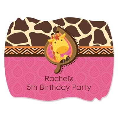 Giraffe Girl - Personalized Birthday Party Squiggle Stickers - 16 ct