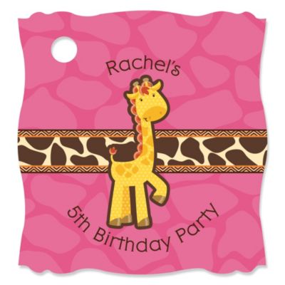 Giraffe Girl - Personalized Birthday Party Tags - 20 ct