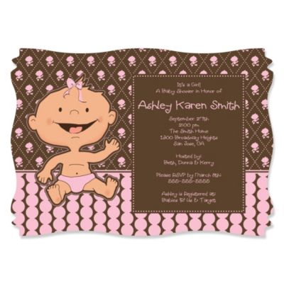 Modern Baby Girl Hispanic - Personalized Baby Shower Invitations