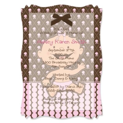 Modern Baby Girl Hispanic - Personalized Baby Shower Vellum Overlay Invitations