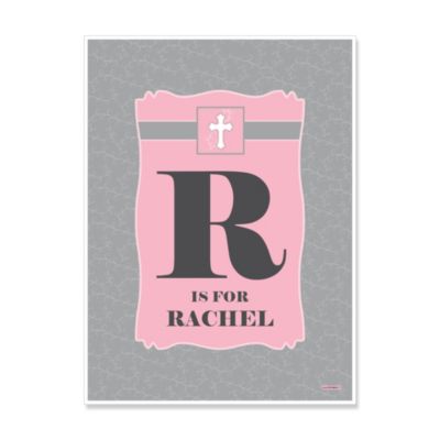 Little Miracle Girl Pink & Brown Cross - Personalized Baby Shower Poster Gift