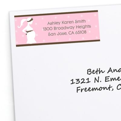 Mommy Silhouette It's A Girl - Personalized Baby Shower Return Address Labels - 30 ct