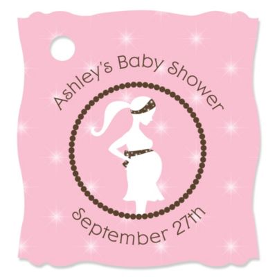 Mommy Silhouette It's A Girl - Personalized Baby Shower Tags - 20 ct