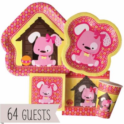 Girl Puppy Dog - Baby Shower 64 Big Dot Bundle