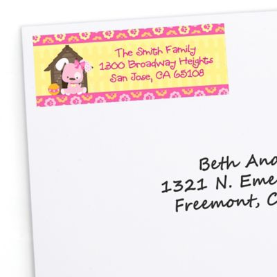 Girl Puppy Dog - Personalized Birthday Party Return Address Labels - 30 ct