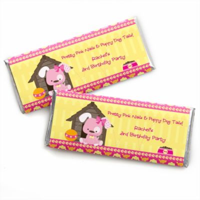 Girl Puppy Dog - Personalized Birthday Party Candy Bar Wrapper Favors