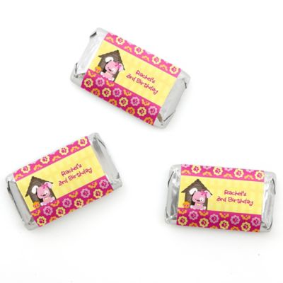 Girl Puppy Dog - Personalized Birthday Party Mini Candy Bar Wrapper Favors - 20 ct