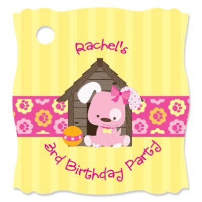 Girl Puppy Dog - Personalized Birthday Party Tags - 20 ct