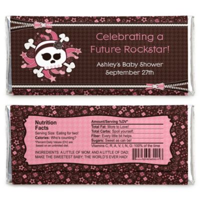 Skullicious&trade; - Baby Girl Skull - Personalized Baby Shower Candy Bar Wrapper Favors
