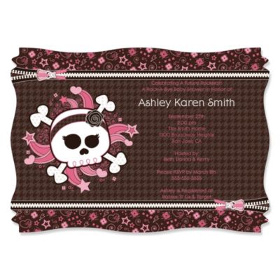 ... ™ - Baby Girl Skull - Personalized Baby Shower Invitations