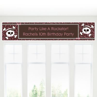 Skullicious&trade; - Girl Skull - Personalized Birthday Party Banners 