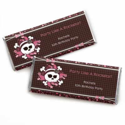 Skullicious&trade; - Girl Skull - Personalized Birthday Party Candy Bar Wrapper Favors