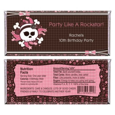 Skullicious&trade; - Girl Skull - Personalized Birthday Party Candy Bar Wrapper Favors