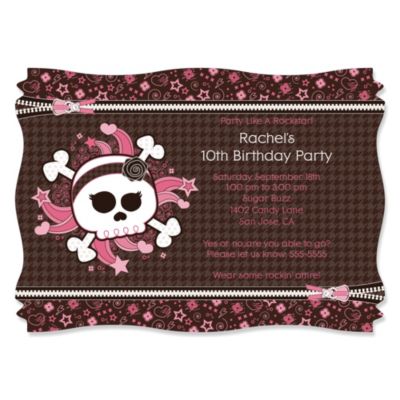 Skullicious&trade; - Girl Skull - Personalized Birthday Party Invitations