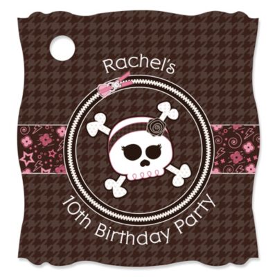 Skullicious&trade; - Girl Skull - Personalized Birthday Party Tags - 20 ct