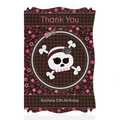 Skullicious&trade; - Girl Skull - Personalized Birthday Party Thank You Cards