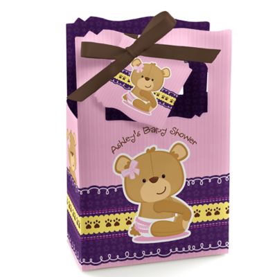 Baby Girl Teddy Bear - Personalized Baby Shower Favor Boxes