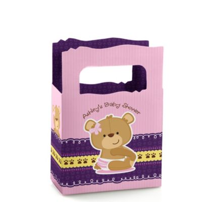 Baby Girl Teddy Bear - Personalized Baby Shower Mini Favor Boxes