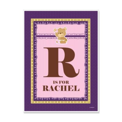 Baby Girl Teddy Bear - Personalized Baby Shower Poster Gift