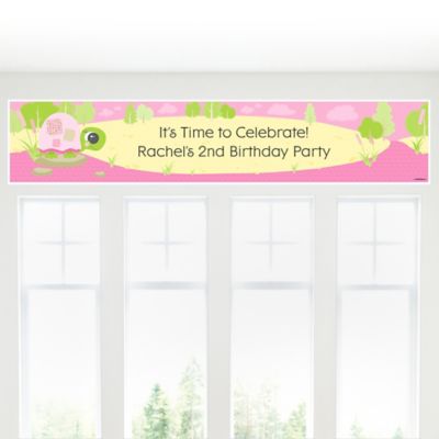Girl Turtle - Personalized Birthday Party Banners