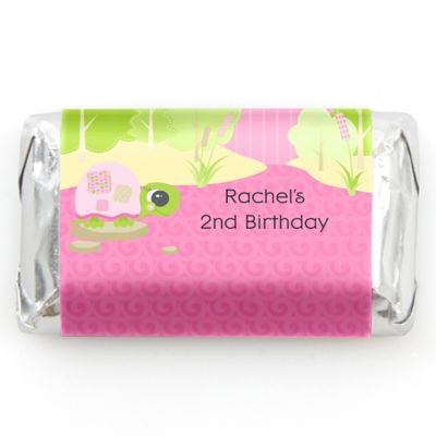 Girl Turtle - Personalized Birthday Party Mini Candy Bar Wrapper Favors - 20 ct