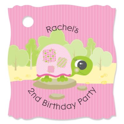 Girl Turtle - Personalized Birthday Party Tags - 20 ct