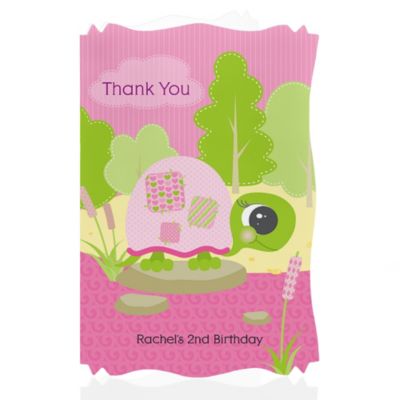 Girl Turtle - Personalized Birthday Party Thank You Cards