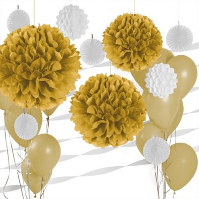 Gold  White - Party Decoration Kit