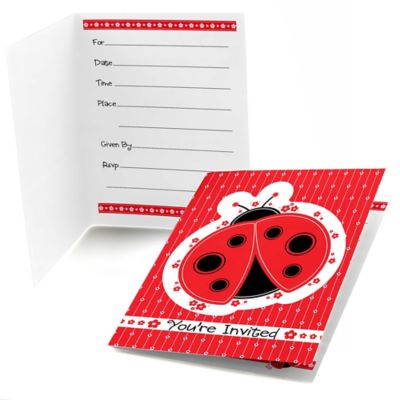 Modern Ladybug - Baby Shower Fill In Invitations - 8 ct