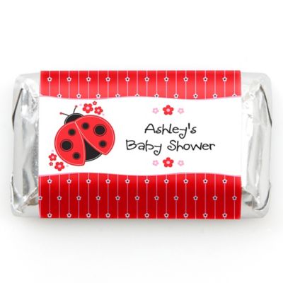 Modern Ladybug - Personalized Baby Shower Mini Candy Bar Wrapper Favors - 20 ct