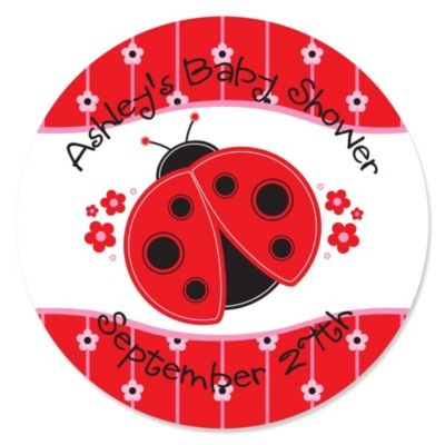Modern Ladybug - Personalized Baby Shower Sticker Labels - 24 ct