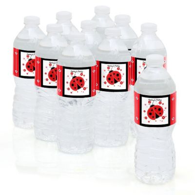 Modern Ladybug - Personalized Baby Shower Water Bottle Label Favors