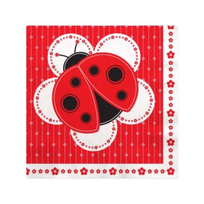 Modern Ladybug - Birthday Party Beverage Napkins - 16 ct
