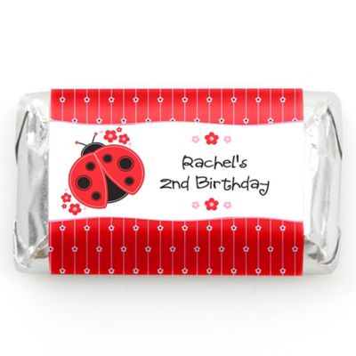 Modern Ladybug - Personalized Birthday Party Mini Candy Bar Wrapper Favors - 20 ct