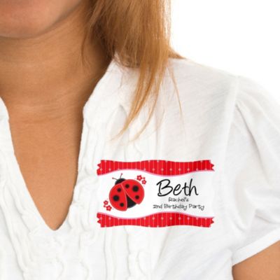 Modern Ladybug - Personalized Birthday Party Name Tag Stickers - 8 ct