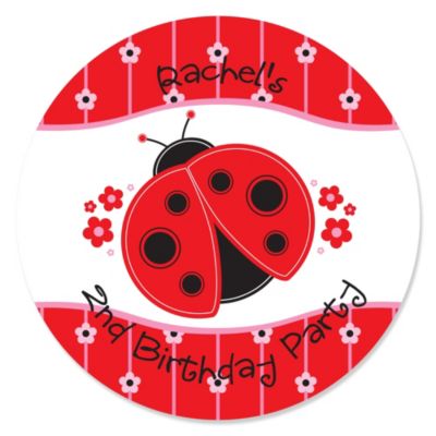 Modern Ladybug - Personalized Birthday Party Sticker Labels - 24 ct