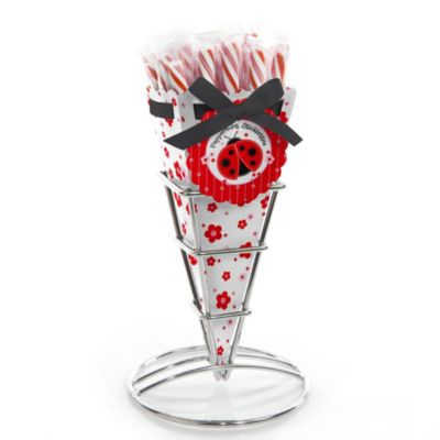 Modern Ladybug - Birthday Party Candy Bouquets with Sticklettes