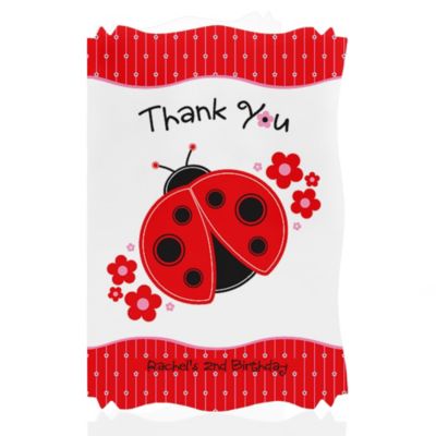 Modern Ladybug - Personalized Birthday Party Thank You Cards