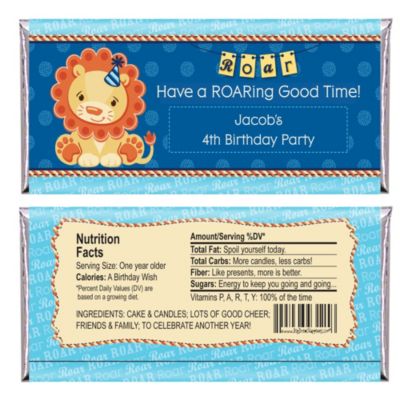 Lion Boy - Personalized Birthday Party Candy Bar Wrapper Favors