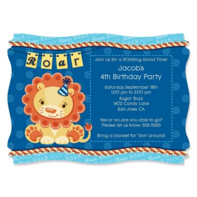 Lion Boy - Personalized Birthday Party Invitations